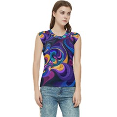 Colorful Waves Abstract Waves Curves Art Abstract Material Material Design Women s Raglan Cap Sleeve Tee by uniart180623