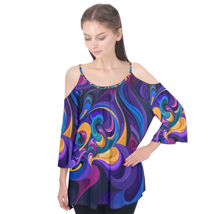 Colorful Waves Abstract Waves Curves Art Abstract Material Material Design Flutter Sleeve Tee 