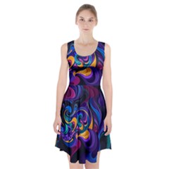 Colorful Waves Abstract Waves Curves Art Abstract Material Material Design Racerback Midi Dress by uniart180623