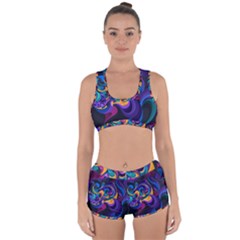 Colorful Waves Abstract Waves Curves Art Abstract Material Material Design Racerback Boyleg Bikini Set by uniart180623