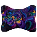 Colorful Waves Abstract Waves Curves Art Abstract Material Material Design Velour Seat Head Rest Cushion View1