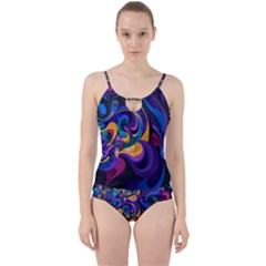 Colorful Waves Abstract Waves Curves Art Abstract Material Material Design Cut Out Top Tankini Set by uniart180623