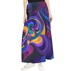 Colorful Waves Abstract Waves Curves Art Abstract Material Material Design Maxi Chiffon Skirt by uniart180623