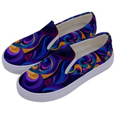 Colorful Waves Abstract Waves Curves Art Abstract Material Material Design Kids  Canvas Slip Ons by uniart180623