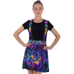 Colorful Waves Abstract Waves Curves Art Abstract Material Material Design Velvet Suspender Skater Skirt by uniart180623