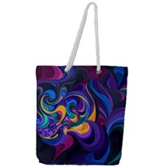 Colorful Waves Abstract Waves Curves Art Abstract Material Material Design Full Print Rope Handle Tote (large) by uniart180623