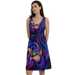 Colorful Waves Abstract Waves Curves Art Abstract Material Material Design Classic Skater Dress