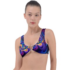 Colorful Waves Abstract Waves Curves Art Abstract Material Material Design Ring Detail Bikini Top by uniart180623