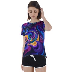 Colorful Waves Abstract Waves Curves Art Abstract Material Material Design Short Sleeve Open Back Tee by uniart180623