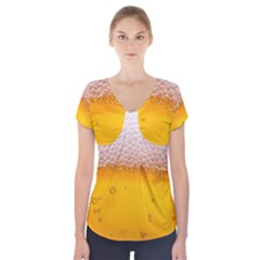 Beer Texture Liquid Bubbles Short Sleeve Front Detail Top by uniart180623