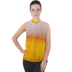 Beer Texture Liquid Bubbles Mock Neck Chiffon Sleeveless Top by uniart180623