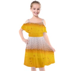 Beer Texture Liquid Bubbles Kids  Cut Out Shoulders Chiffon Dress by uniart180623