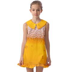 Beer Texture Liquid Bubbles Kids  Pilgrim Collar Ruffle Hem Dress by uniart180623