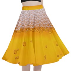 Beer Texture Liquid Bubbles A-line Full Circle Midi Skirt With Pocket by uniart180623