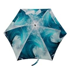 Tsunami Big Blue Wave Ocean Waves Water Mini Folding Umbrellas by uniart180623