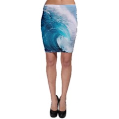 Tsunami Big Blue Wave Ocean Waves Water Bodycon Skirt by uniart180623