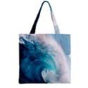 Tsunami Big Blue Wave Ocean Waves Water Zipper Grocery Tote Bag View1