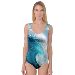 Tsunami Big Blue Wave Ocean Waves Water Princess Tank Leotard  by uniart180623