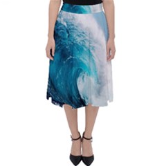 Tsunami Big Blue Wave Ocean Waves Water Classic Midi Skirt