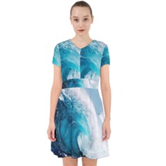 Tsunami Big Blue Wave Ocean Waves Water Adorable In Chiffon Dress by uniart180623