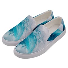 Tsunami Big Blue Wave Ocean Waves Water Men s Canvas Slip Ons by uniart180623