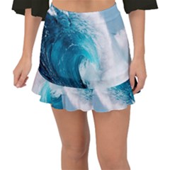 Tsunami Big Blue Wave Ocean Waves Water Fishtail Mini Chiffon Skirt by uniart180623