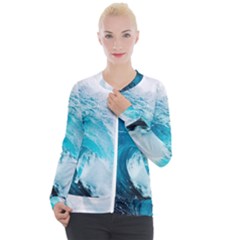 Tsunami Big Blue Wave Ocean Waves Water Casual Zip Up Jacket