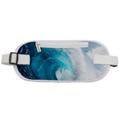 Tsunami Big Blue Wave Ocean Waves Water Rounded Waist Pouch by uniart180623