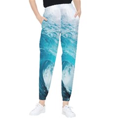 Tsunami Big Blue Wave Ocean Waves Water Women s Tapered Pants by uniart180623