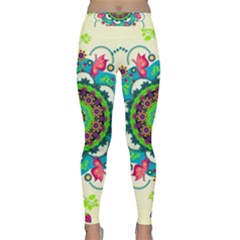 Mandala Flowers Abstract Butterflies Floral Pattern Summer Classic Yoga Leggings by uniart180623