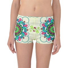 Mandala Flowers Abstract Butterflies Floral Pattern Summer Boyleg Bikini Bottoms by uniart180623