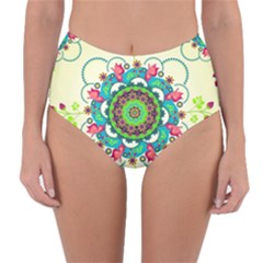 Mandala Flowers Abstract Butterflies Floral Pattern Summer Reversible High-waist Bikini Bottoms by uniart180623