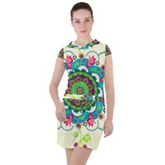 Mandala Flowers Abstract Butterflies Floral Pattern Summer Drawstring Hooded Dress by uniart180623