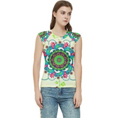 Mandala Flowers Abstract Butterflies Floral Pattern Summer Women s Raglan Cap Sleeve Tee by uniart180623