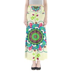 Mandala Flowers Abstract Butterflies Floral Pattern Summer Full Length Maxi Skirt by uniart180623