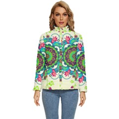 Mandala Flowers Abstract Butterflies Floral Pattern Summer Women s Puffer Bubble Jacket Coat by uniart180623