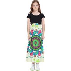 Mandala Flowers Abstract Butterflies Floral Pattern Summer Kids  Flared Maxi Skirt by uniart180623