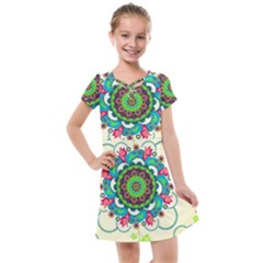 Mandala Flowers Abstract Butterflies Floral Pattern Summer Kids  Cross Web Dress by uniart180623