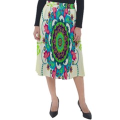 Mandala Flowers Abstract Butterflies Floral Pattern Summer Classic Velour Midi Skirt  by uniart180623