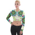 Mandala Flowers Abstract Butterflies Floral Pattern Summer Long Sleeve Cropped Velvet Jacket View1