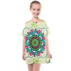 Mandala Flowers Abstract Butterflies Floral Pattern Summer Kids  One Piece Chiffon Dress by uniart180623