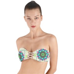 Mandala Flowers Abstract Butterflies Floral Pattern Summer Twist Bandeau Bikini Top by uniart180623