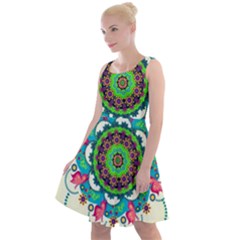 Mandala Flowers Abstract Butterflies Floral Pattern Summer Knee Length Skater Dress by uniart180623