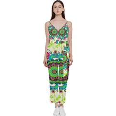 Mandala Flowers Abstract Butterflies Floral Pattern Summer V-neck Camisole Jumpsuit by uniart180623