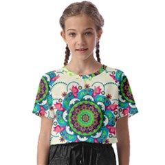 Mandala Flowers Abstract Butterflies Floral Pattern Summer Kids  Basic Tee