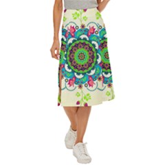 Mandala Flowers Abstract Butterflies Floral Pattern Summer Midi Panel Skirt by uniart180623