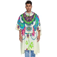 Mandala Flowers Abstract Butterflies Floral Pattern Summer Men s Hooded Rain Ponchos by uniart180623