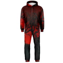 Dark Forest Jungle Plant Black Red Tree Hooded Jumpsuit (men) by uniart180623