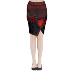 Dark Forest Jungle Plant Black Red Tree Midi Wrap Pencil Skirt by uniart180623