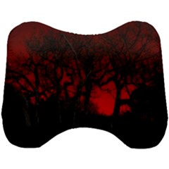 Dark Forest Jungle Plant Black Red Tree Head Support Cushion by uniart180623